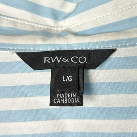 RW&CO Blue & White Stripe Dress Shirt L - Picture 5 of 6